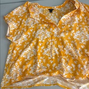 Ann Taylor Mustard Floral Top